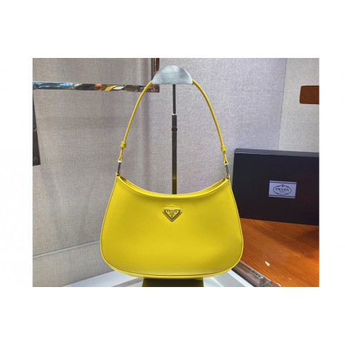 Prada 1BC499 Prada Cleo brushed leather shoulder bag in Yellow brushed leather