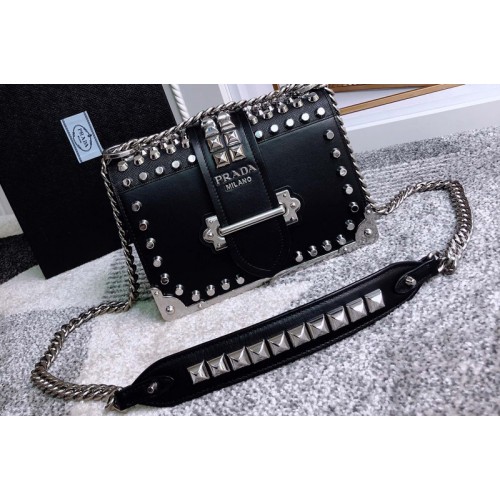 Prada 1BH018 Leather Prada Cahier Bag in Black Leather Prada 1BH018 Leather Prada Cahier Bag in Black Leather