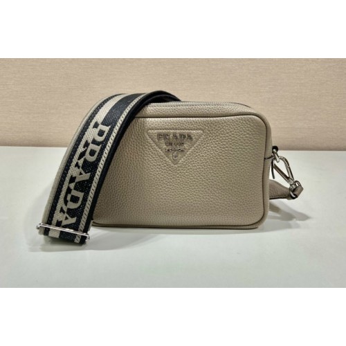 Prada 1BH082 Leather bag with shoulder strap on Beige Leather