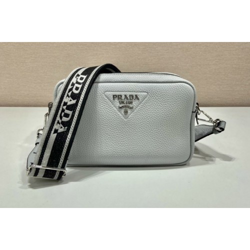 Prada 1BH082 Leather bag with shoulder strap on Gray Leather