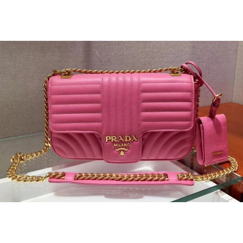 Prada 1BD108 Diagramme medium leather bags Pink Stitched leather
