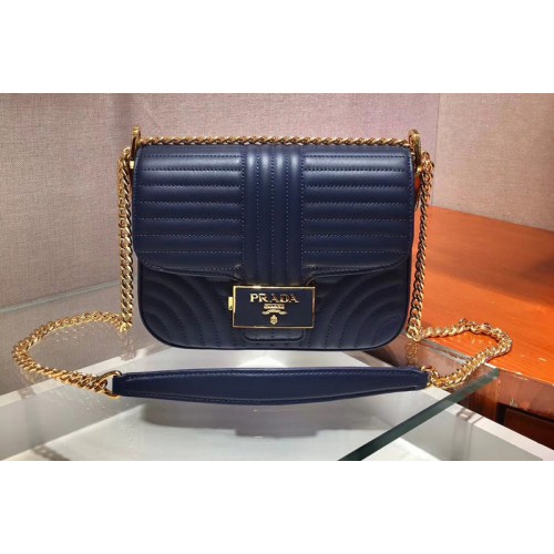 Prada 1BD217 Diagramme leather shoulder bags Blue Calf leather Prada 1BD217 Diagramme leather shoulder bags Blue Calf leather