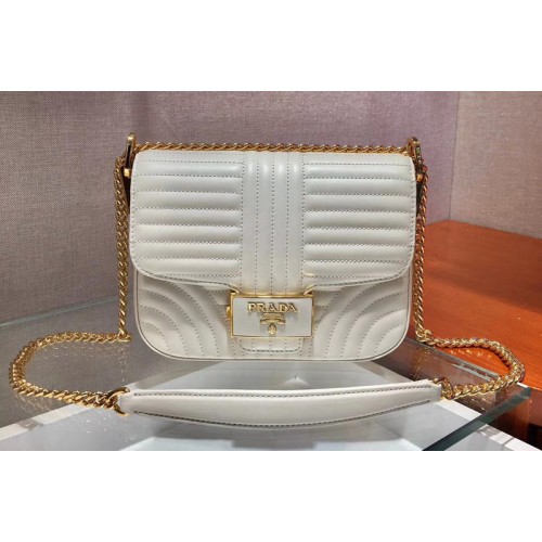 Prada 1BD217 Diagramme leather shoulder bags White Calf leather Prada 1BD217 Diagramme leather shoulder bags White Calf leather
