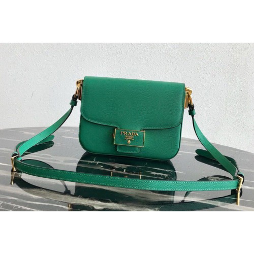 Prada 1BD217 Embleme Saffiano leather bag in Green Saffiano leather