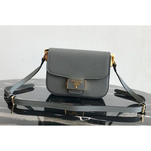 Prada 1BD217 Embleme Saffiano leather bag in Gray Saffiano leather Prada 1BD217 Embleme Saffiano leather bag in Gray Saffiano leather