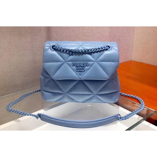 Prada 1BD233 Small Spectrum shoulder bag Blue Stitched nappa leather