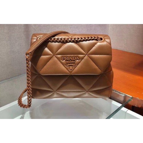 Prada 1BD233 Small Spectrum shoulder bag Brown Stitched nappa leather