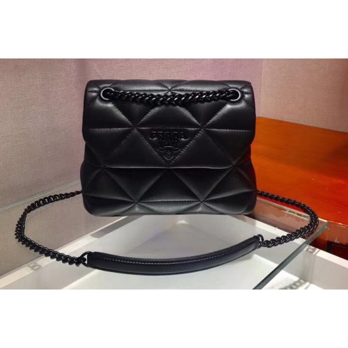 Prada 1BD233 Small Spectrum shoulder bag Black Stitched nappa leather