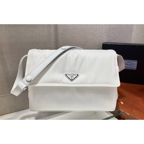 Prada 1BD255 Medium padded Re-Nylon shoulder bag in White Nylon