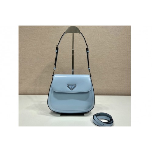 Prada 1BD303 Prada Cleo brushed leather shoulder bag in Blue Leather Prada 1BD303 Prada Cleo brushed leather shoulder bag in Blue Leather