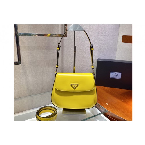 Prada 1BD303 Prada Cleo brushed leather shoulder bag with flap in Yellow brushed leather Prada 1BD303 Prada Cleo brushed leather shoulder bag with flap in Yellow brushed leather