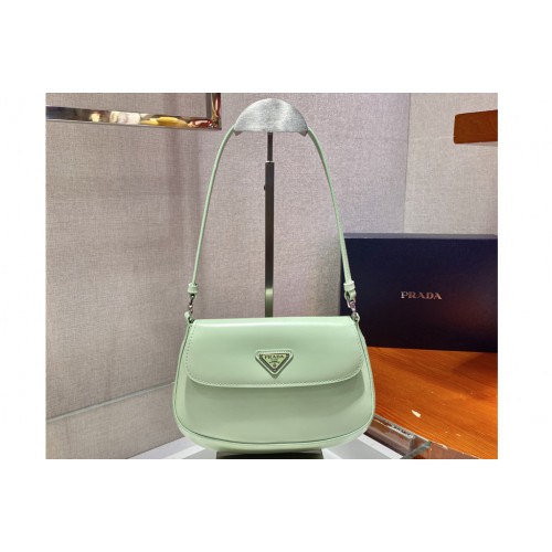 Prada 1BD311 Prada Cleo brushed leather shoulder bag with flap in Green brushed leather