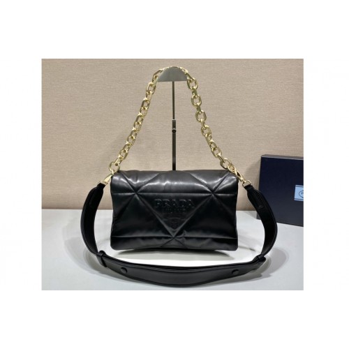 Prada 1BD306 Padded nappa leather shoulder bag in Black nappa leather