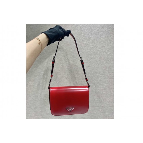 Prada 1BD308 Brushed leather shoulder bag in Red Leather Prada 1BD308 Brushed leather shoulder bag in Red Leather
