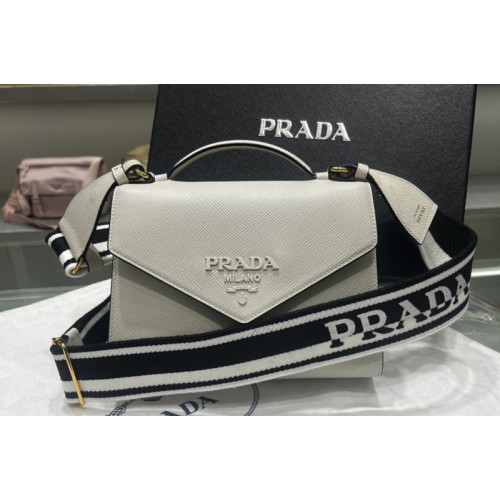 Prada 1BD317 Prada Monochrome Saffiano and leather bag in Grey Leather