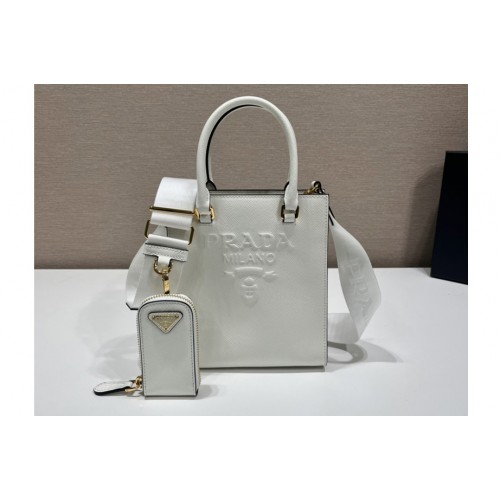 Prada 1BA333 Small Saffiano leather handbag in White Saffiano leather Prada 1BA333 Small Saffiano leather handbag in White Saffiano leather