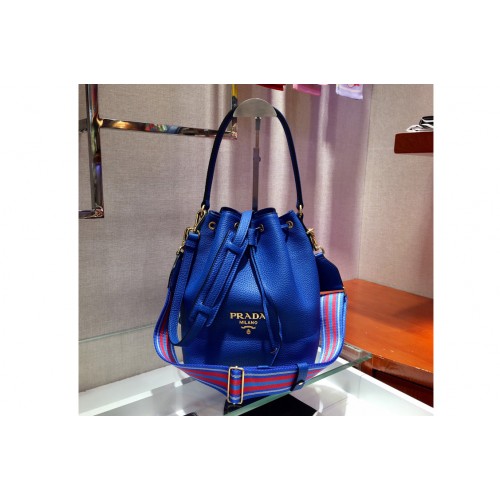 Prada 1BE018 Leather bucket bags Blue Calf leather Prada 1BE018 Leather bucket bags Blue Calf leather