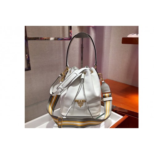 Prada 1BE018 Leather bucket bags White Calf leather Prada 1BE018 Leather bucket bags White Calf leather