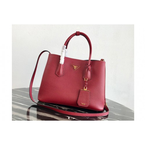 Prada 1BG008 Double Medium Bag in Red Saffiano leather