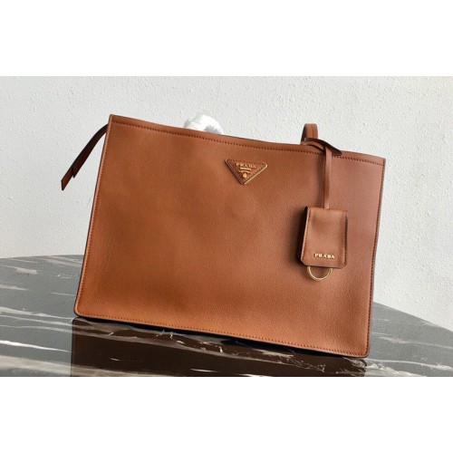 Prada 1BG122 Leather tote Bag in Brown Calf leather