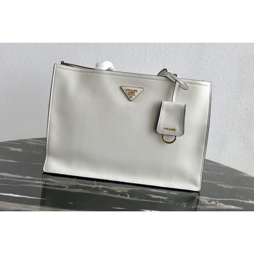 Prada 1BG122 Leather tote Bag in White Calf leather Prada 1BG122 Leather tote Bag in White Calf leather