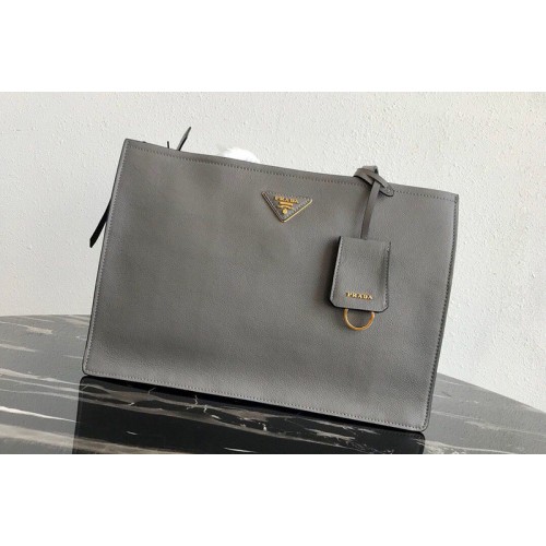 Prada 1BG122 Leather tote Bag in Gray Calf leather