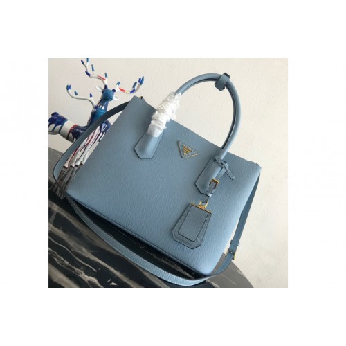 Prada 1BG2775 Double Medium Bag in Blue Blue Saffiano leather