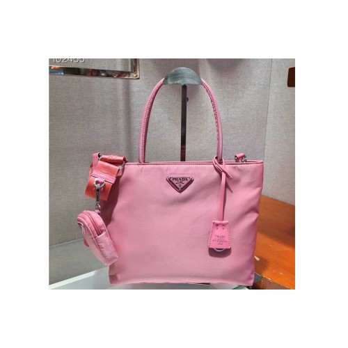 Prada 1BG320 Tesuto Shopping Tote Bags Pink Nylon Leather