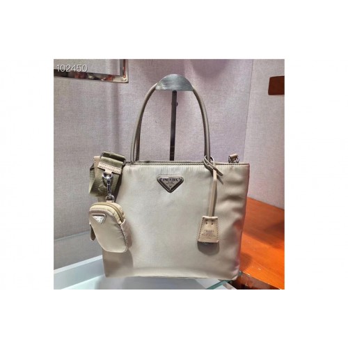 Prada 1BG320 Tesuto Shopping Tote Bags Beige Nylon Leather Prada 1BG320 Tesuto Shopping Tote Bags Beige Nylon Leather