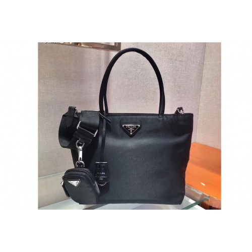 Prada 1BG320 Tesuto Shopping Tote Bags Black Nylon Leather Prada 1BG320 Tesuto Shopping Tote Bags Black Nylon Leather