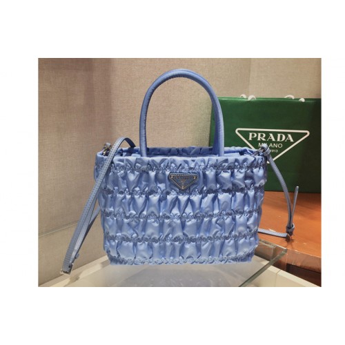 Prada 1BG321 Nylon tote Bag in Blue Embossed nylon