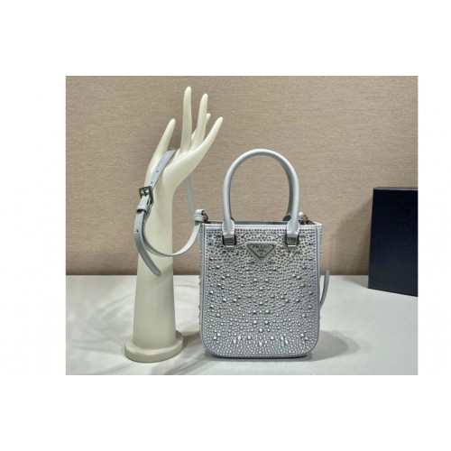 Prada 1BG331 Prada Tote Bag with appliques in White Leather