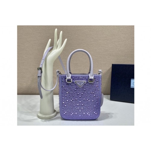 Prada 1BG331 Prada Tote Bag with appliques in Wisteria