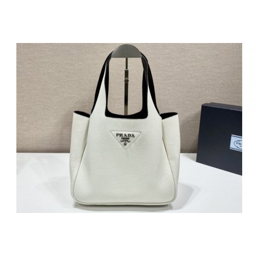 Prada 1BG335 Leather tote handbag in White Leather