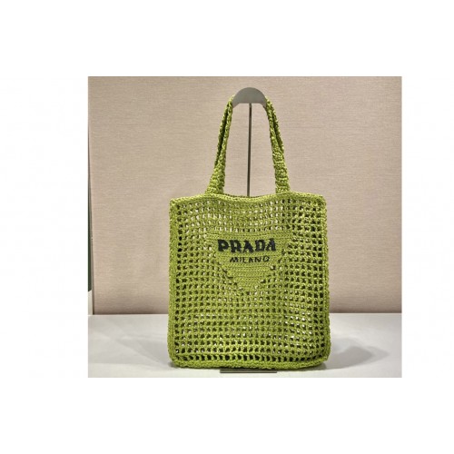 Prada 1BG393 Raffia tote bag on Green Raffia