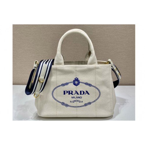 Prada 1BG439 Denim Tote bag in White Denim