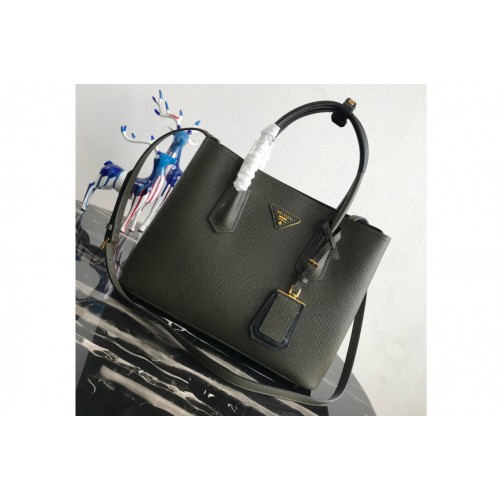 Prada 1BG008 Double Medium Bag in Black Black Saffiano leather