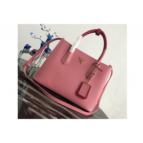 Prada 1BG775 Double Medium Bag in Pink Red Saffiano leather