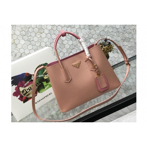 Prada 1BG775 Double Medium Bag in Pink Pink Saffiano leather