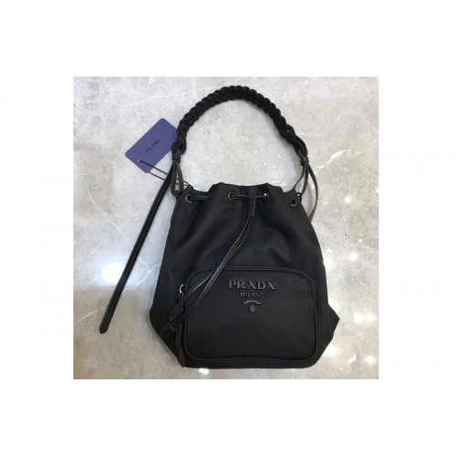 Prada 1BH038 Bucket Shoulder Bag In Black Nylon Prada 1BH038 Bucket Shoulder Bag In Black Nylon