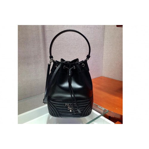 Prada 1BH038 Duet leather shoulder bags Black Calf leather