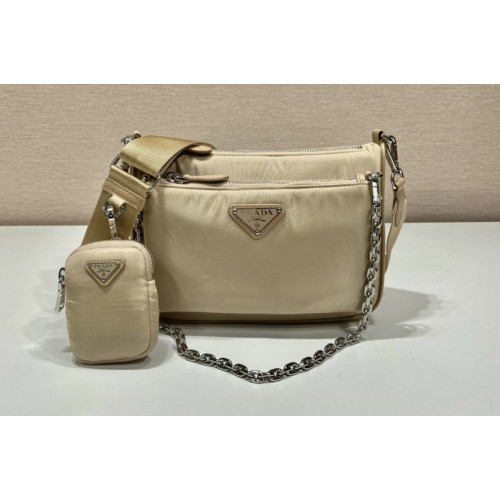 Prada 1BH168 Re-Nylon shoulder bag on Beige Nylon