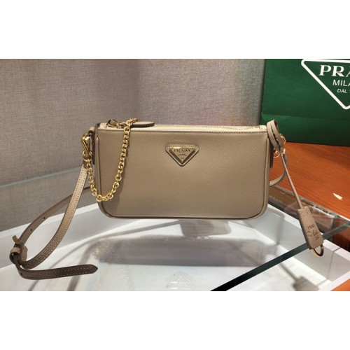 Prada 1BH171 Prada Re-Edition 2000 shoulder bag in Beige Saffiano leather