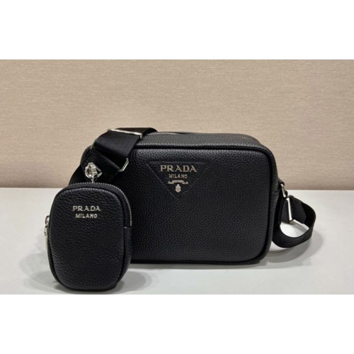 Prada 1BH182 Leather shoulder bag in Black Leather
