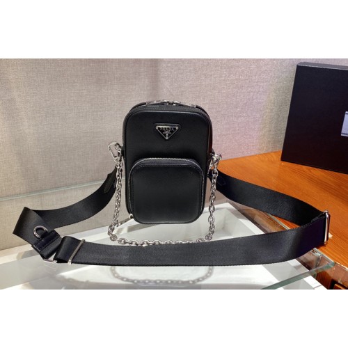 Prada 1BH183 Saffiano leather mini bag in Black Saffiano leather