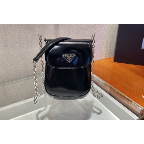 Prada 1BH185 Brushed leather mini-bag in Black brushed leather Prada 1BH185 Brushed leather mini-bag in Black brushed leather
