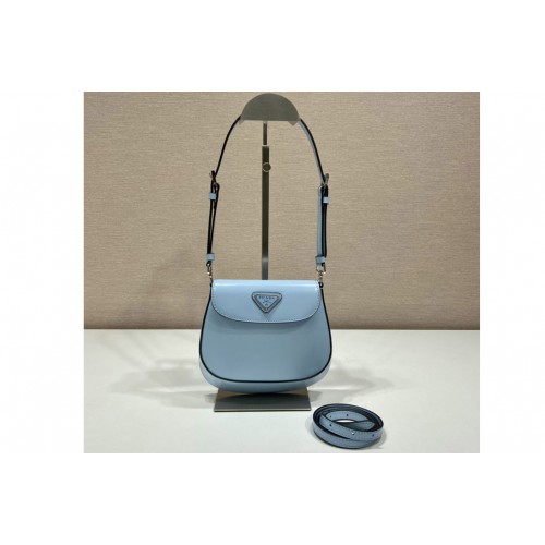 Prada 1BH188 Prada Cleo brushed leather mini bag in Blue Leather