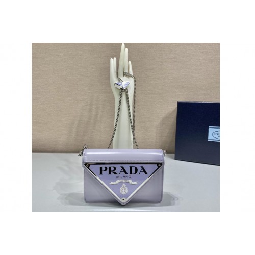 Prada 1BH189 Brushed leather shoulder bag in Blue Leather