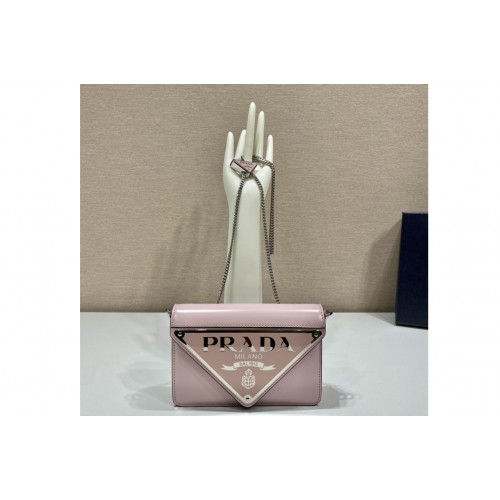 Prada 1BH189 Brushed leather shoulder bag in Pink Leather Prada 1BH189 Brushed leather shoulder bag in Pink Leather