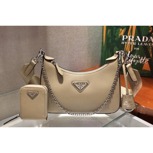 Prada 1BH204 Saffiano leather shoulder bag in Beige Saffiano leather Prada 1BH204 Saffiano leather shoulder bag in Beige Saffiano leather
